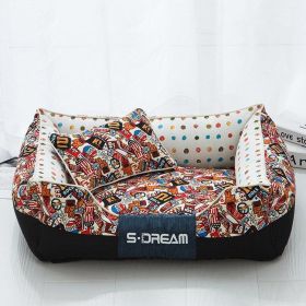 Cozy Haven Pet Bed: The Perfect Retreat For Your Furry Friends (Style-Size: Have Small Pillows-S, Color: Cola)