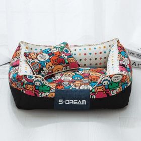 Cozy Haven Pet Bed: The Perfect Retreat For Your Furry Friends (Style-Size: Have Small Pillows-L, Color: Big Mouth Monkey)