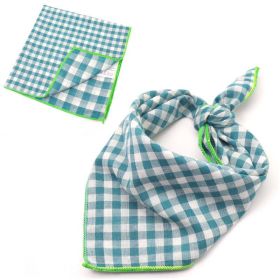 Fashionable Double Sided Cotton Pet Scarf (Color: Small Green Grid, size: 45X45Cm)