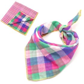 Fashionable Double Sided Cotton Pet Scarf (Color: Red Green, size: 45X45Cm)