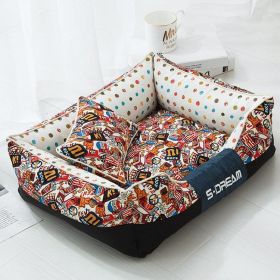 Cozy Haven Pet Bed: The Perfect Retreat For Your Furry Friends (Style-Size: No Small Pillows-M, Color: Cola)