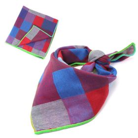Fashionable Double Sided Cotton Pet Scarf (Color: Large Red Blue, size: 45X45Cm)