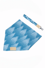 Siberian Spruce Matching Dog Bandana and Vegan Leather Keychain Set (Pack Of: 1, size: S/M - 18In X 10In)